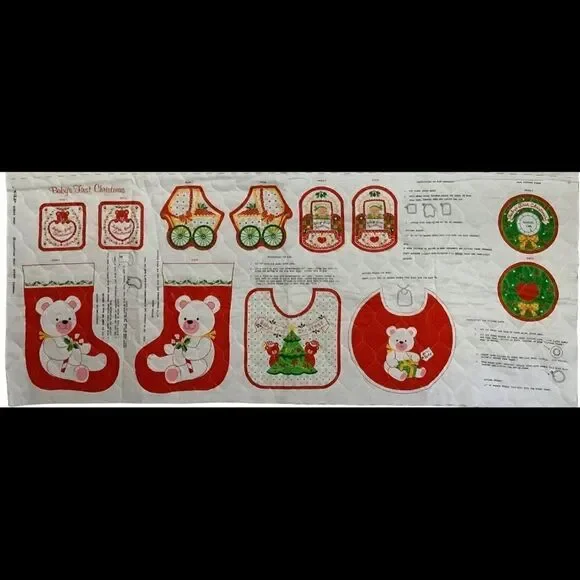 Quilted Fabric Panel 'Baby's First Christmas' Stocking Bibs - Picture 4 of 8